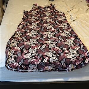 Cynthia Rowley Black and Pink Leaf Print Dress